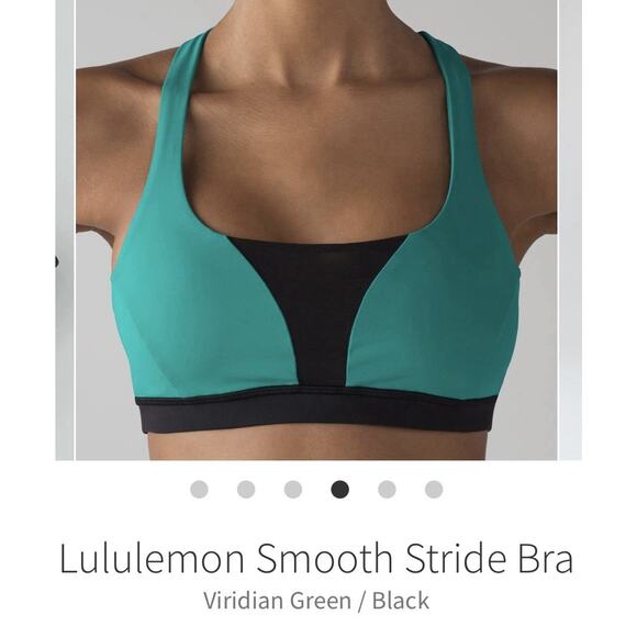 Lululemon Size 10 Smooth Stride Bra Viridian Green Black Luxtreme Color Block - Picture 2 of 7